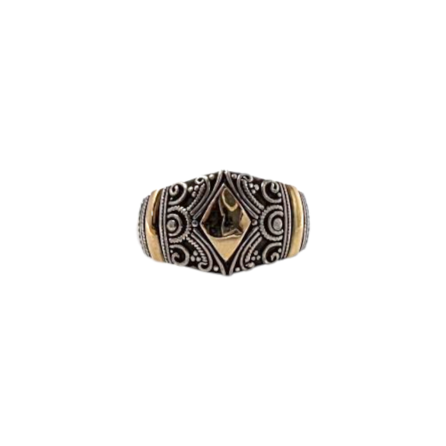 BAGUE DE BALI EN ARGENT LOSANGE EN OR | L'AVENTURINE