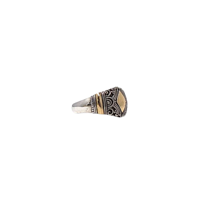 BAGUE DE BALI EN ARGENT LOSANGE EN OR | L'AVENTURINE