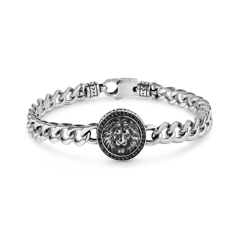 BRACELET ROI DE LA SAVANE AVEC TÊTE DE LION EN ACIER INOXYDABLE - AREZZO