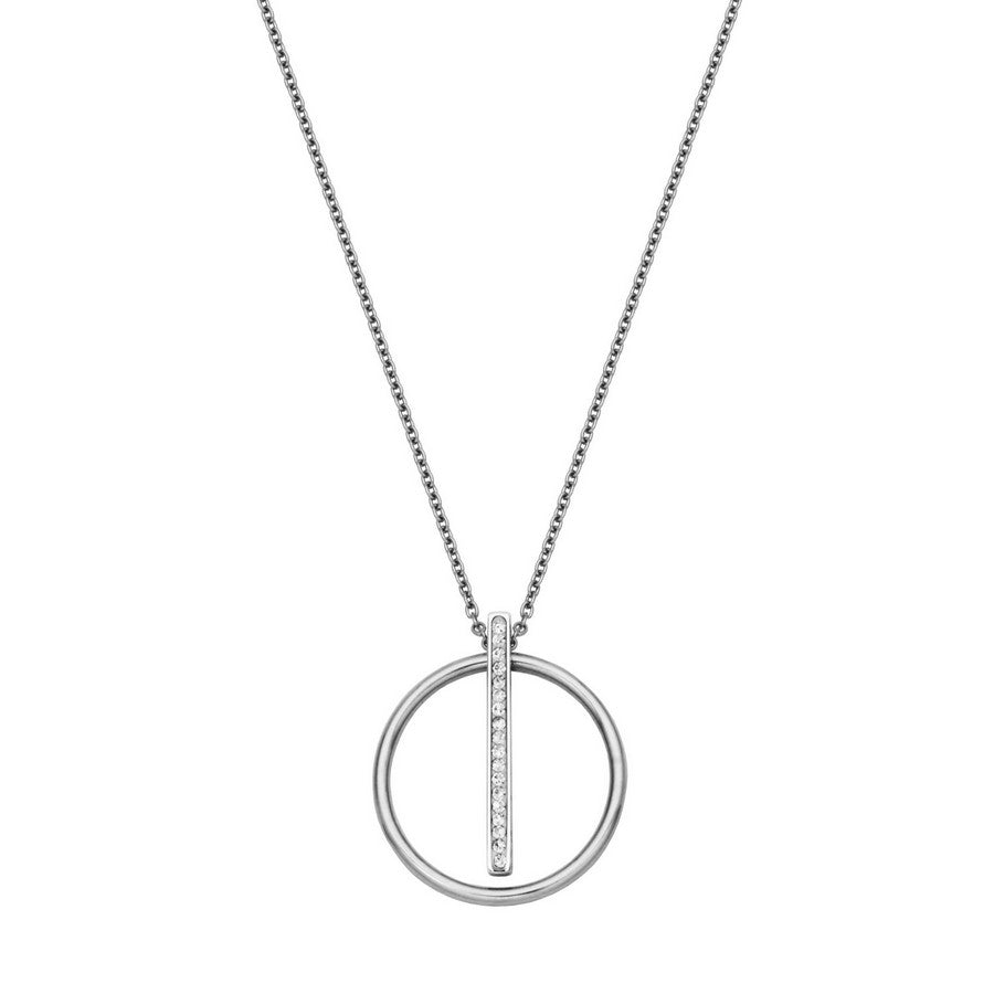 PENDENTIF BARRE AVEC ZIRCONS ET CERCLE EN ACIER INOXYDABLE | STEELX