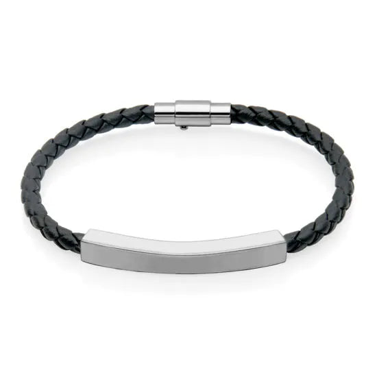 BRACELET EN CUIR TRESSE ET ACIER INOXYDABLE | STEELX