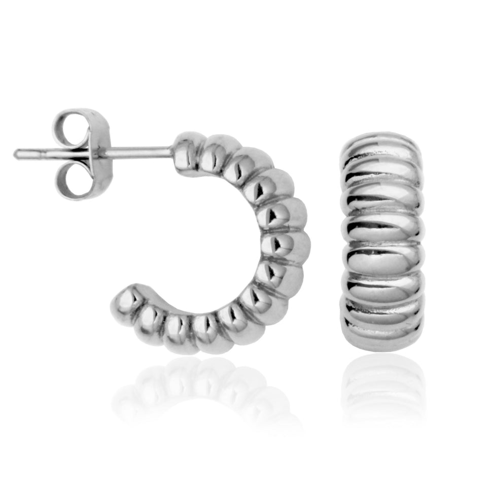 BOUCLES D'OREILLES CERCLE OUVERT TEXTURE STEELX