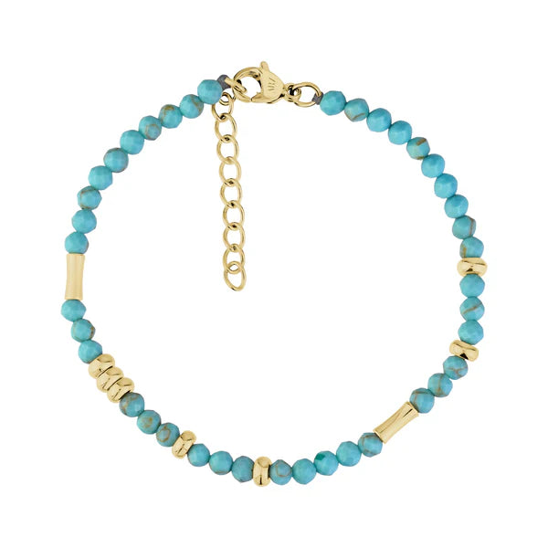 BRACELET AJUSTABLE TURQUOISE ET ACIER INOXYDABLE DORÉ – AREZZO