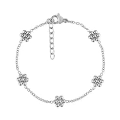Bracelet délicat avec fleurs perlées style tournesol en acier inoxydable - ARZ Steel