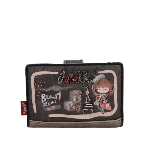 MOYEN PORTEFEUILLE RFID MADEMOISELLE NOIR - ANEKKE