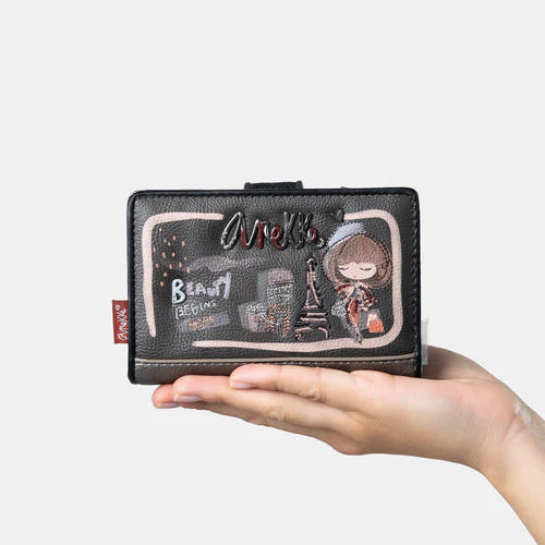 MOYEN PORTEFEUILLE RFID MADEMOISELLE NOIR - ANEKKE