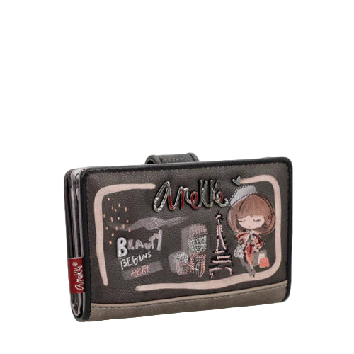 MOYEN PORTEFEUILLE RFID MADEMOISELLE NOIR - ANEKKE