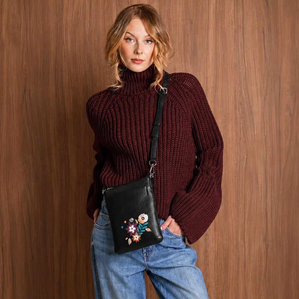 Mini sac bandoulière Aster en cuir végan et motif floral - ESPE