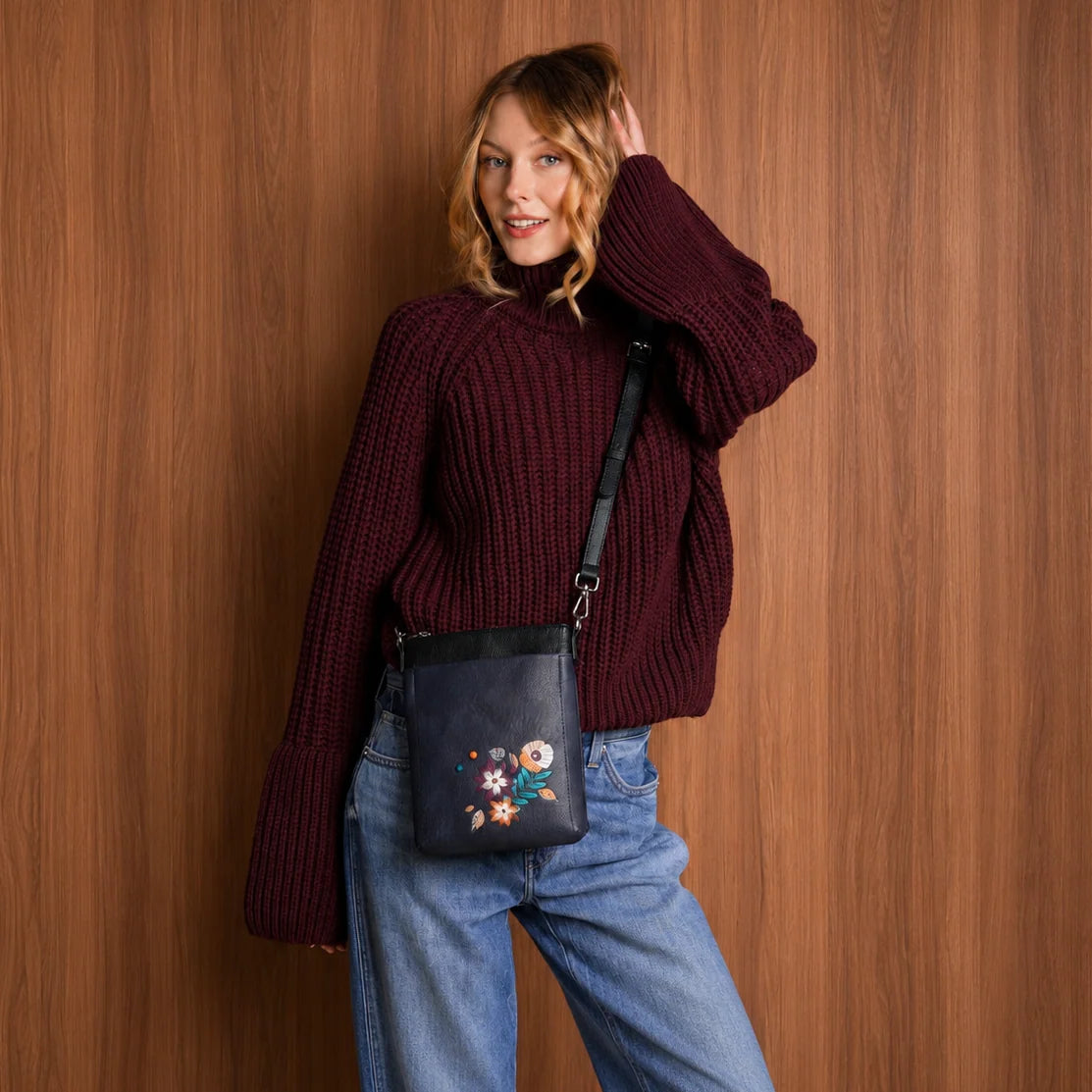 Mini sac bandoulière Aster en cuir végan et motif floral - ESPE