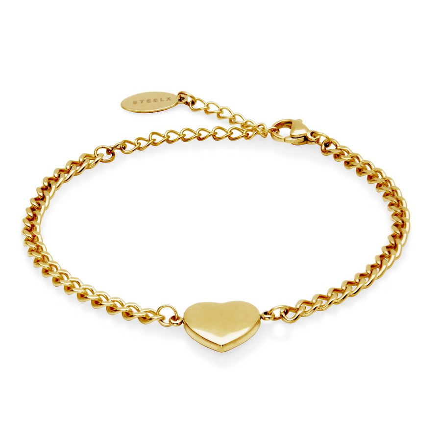 BRACELET STEELX AVEC COEUR ACIER OR