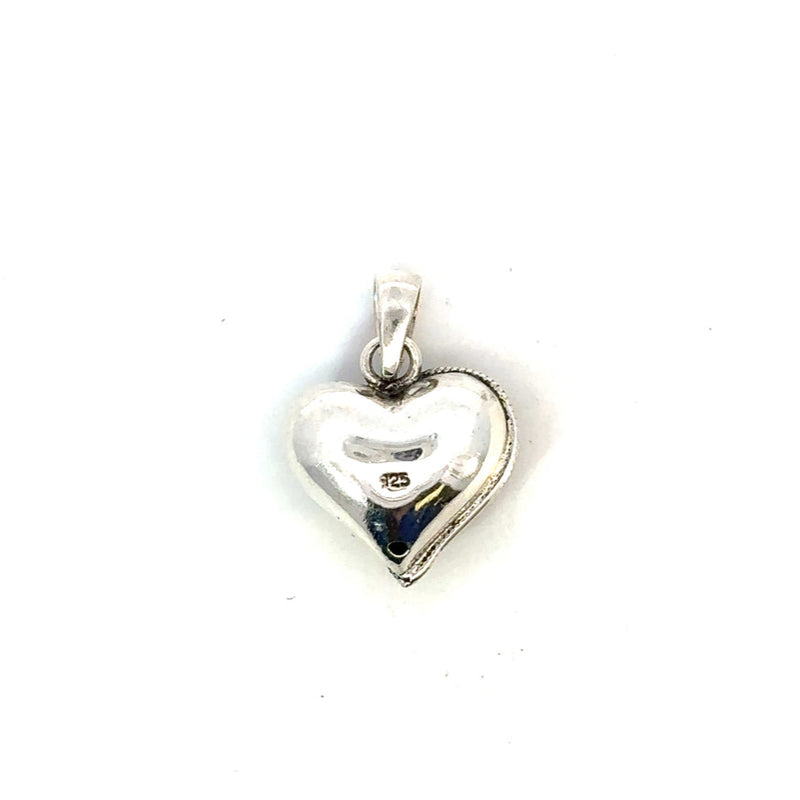 PENDENTIF DE BALI COEUR MOYEN ARGENT STERLING ET OR