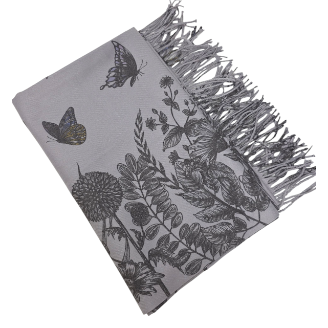Foulard avec fleurs et papillons – Fluide, doux et polyvalent