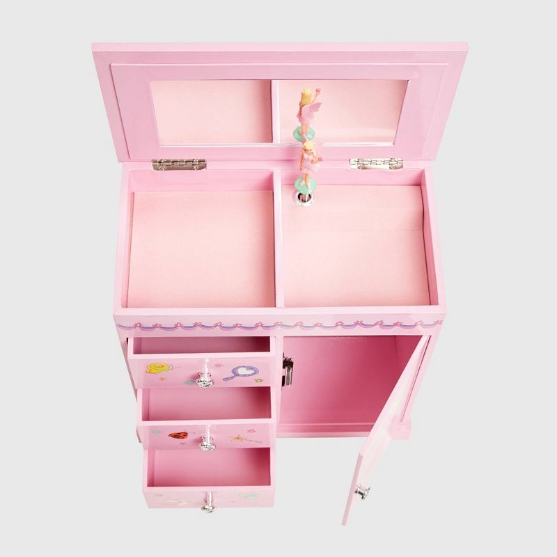 COFFRE BIJOUX 3 TIROIRS/1 PORTE BALLERINE (CARTON ROSE) 00705S11