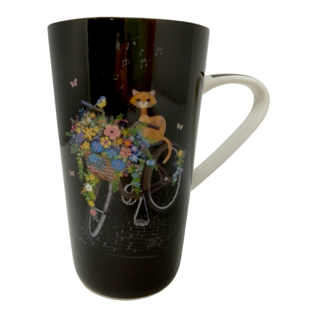 GRANDE TASSE NOIRE CHAT VELO 435ML 