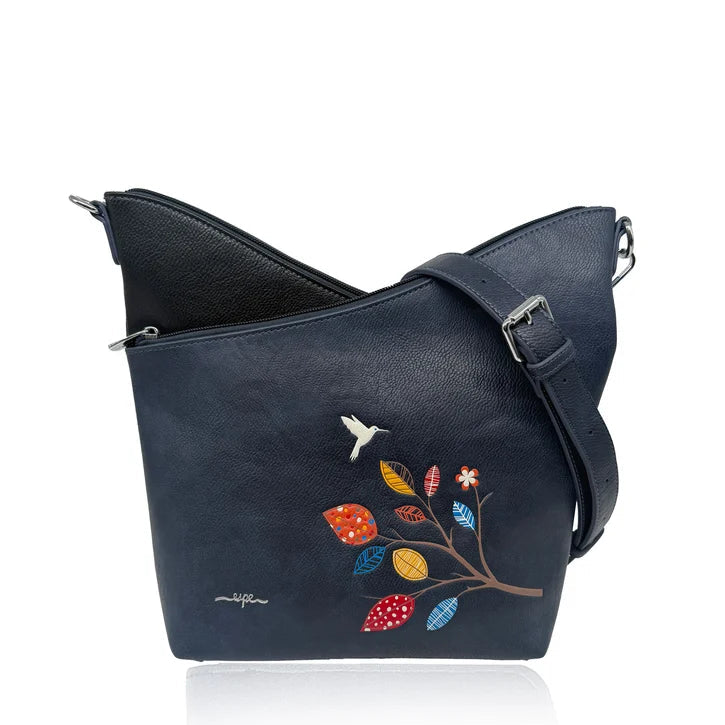 Sac bandoulière Rio en cuir végan et motifs d'oiseau et de feuilles - ESPE