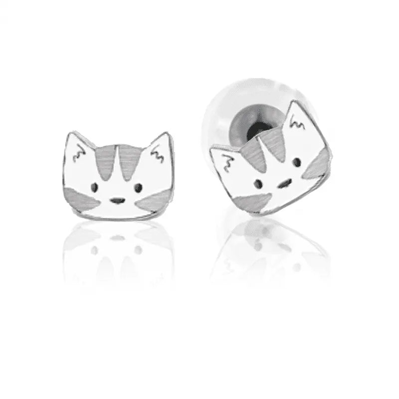 BOUCLES D'OREILLES CHAT EN ARGENT FLORA