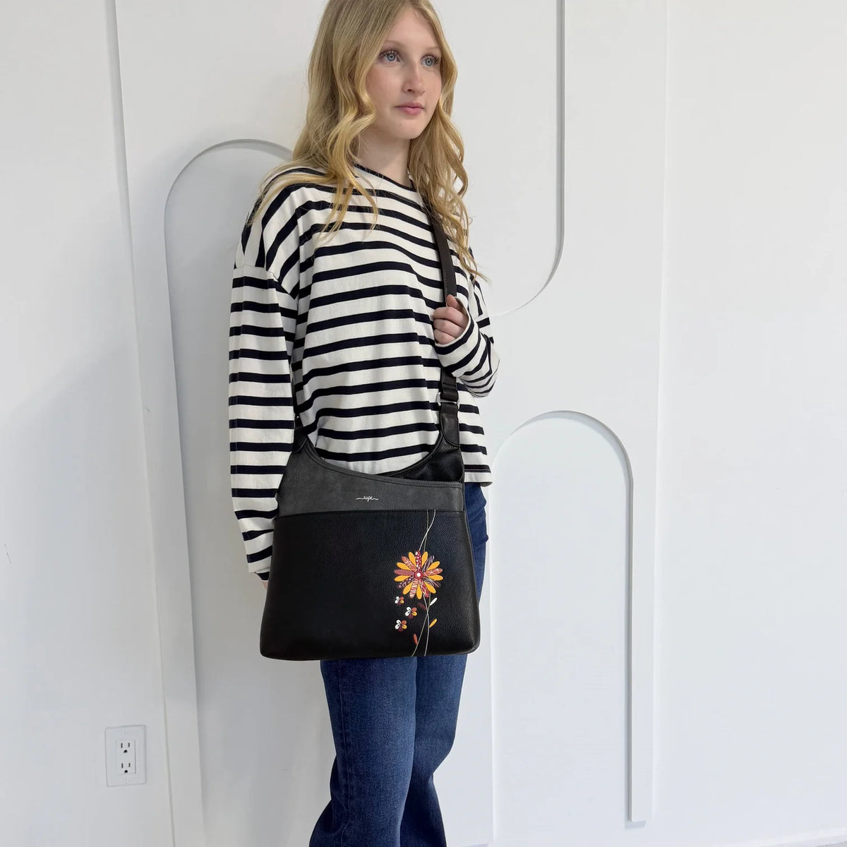 Sac messager Lanta en cuir végan à morif floral - ESPE