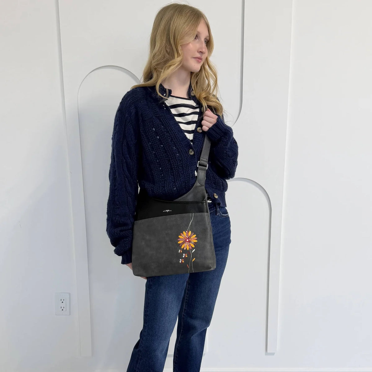 Sac messager Lanta en cuir végan à morif floral - ESPE