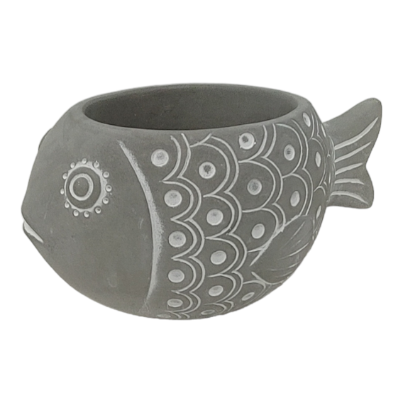 CACHE POT POISSON GRIS CB180396