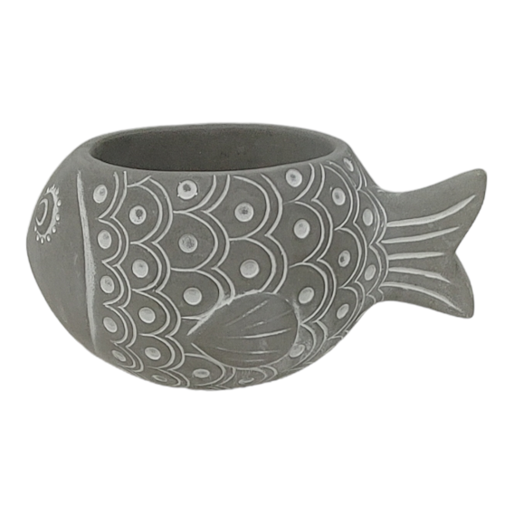 CACHE POT POISSON GRIS CB180396