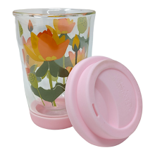 VERRE DOUBLE PAROI FLEURS DE LOTUS ORANGE GU0045