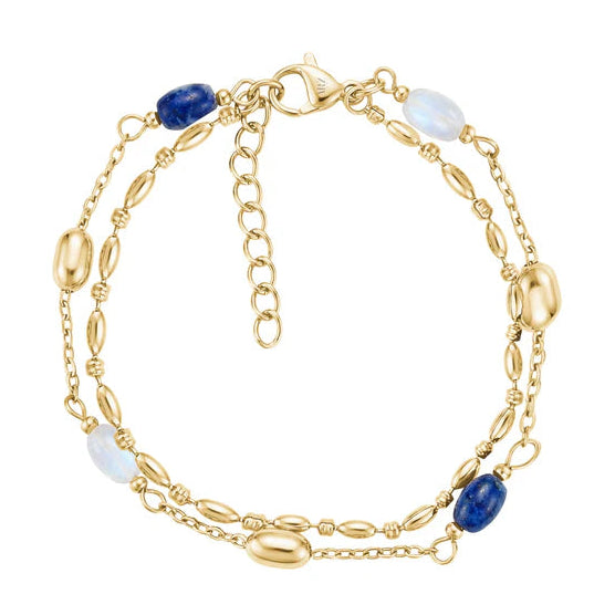 Bracelet délicat en acier inoxydable or avec perles de jade naturelles - ARZ Steel