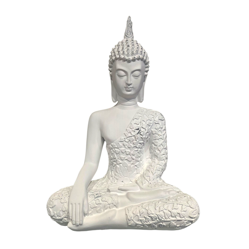 STATUETTE BOUDDHA MEDITATIF BLANC