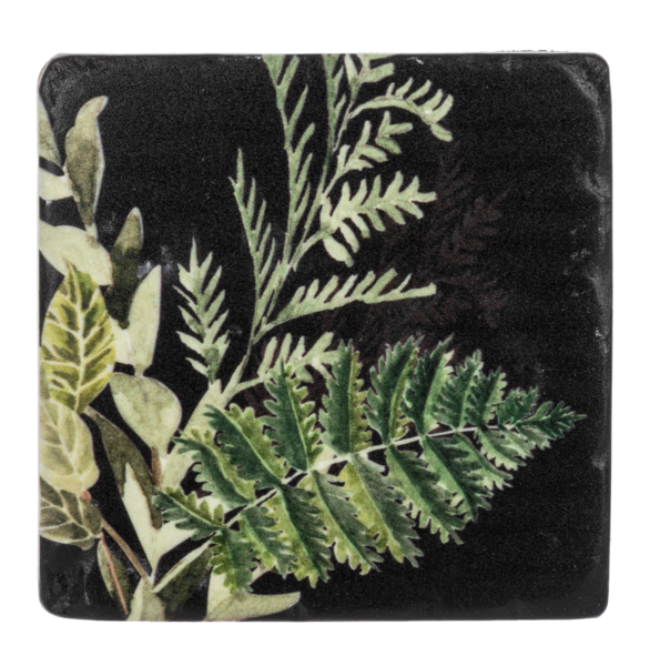 ENSEMBLE DE 4 SOUS-VERRES AVEC FEUILLAGE VERT