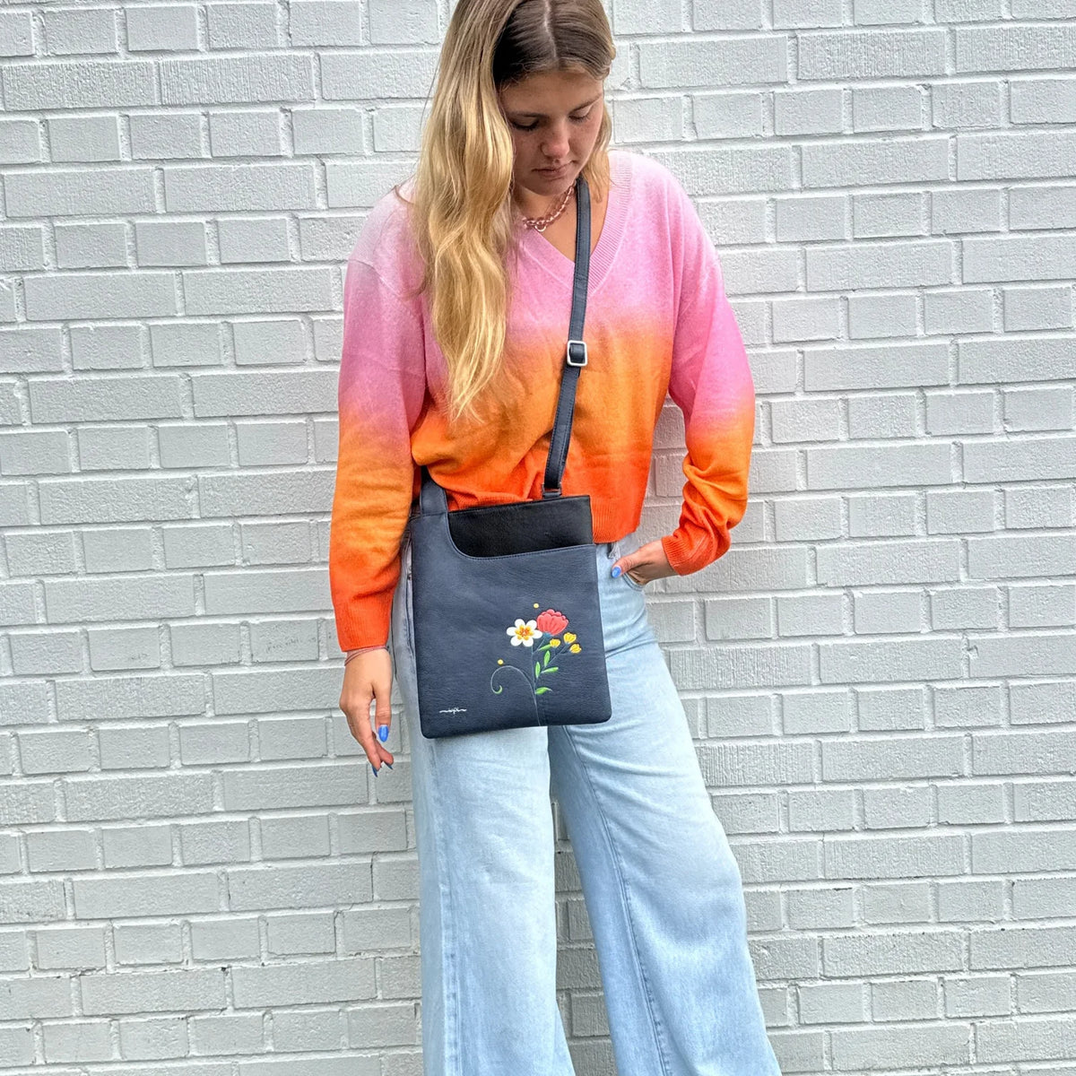 SAC BANDOULIERE JASMINE FLEURI EN CUIR VÉGANE - ESPE 