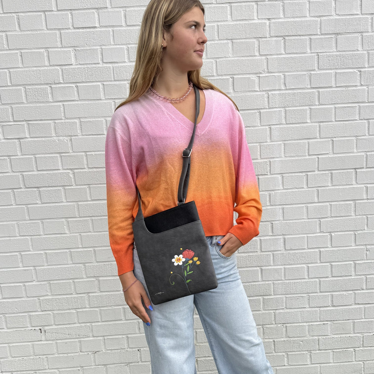 SAC BANDOULIERE JASMINE FLEURI EN CUIR VÉGANE - ESPE 