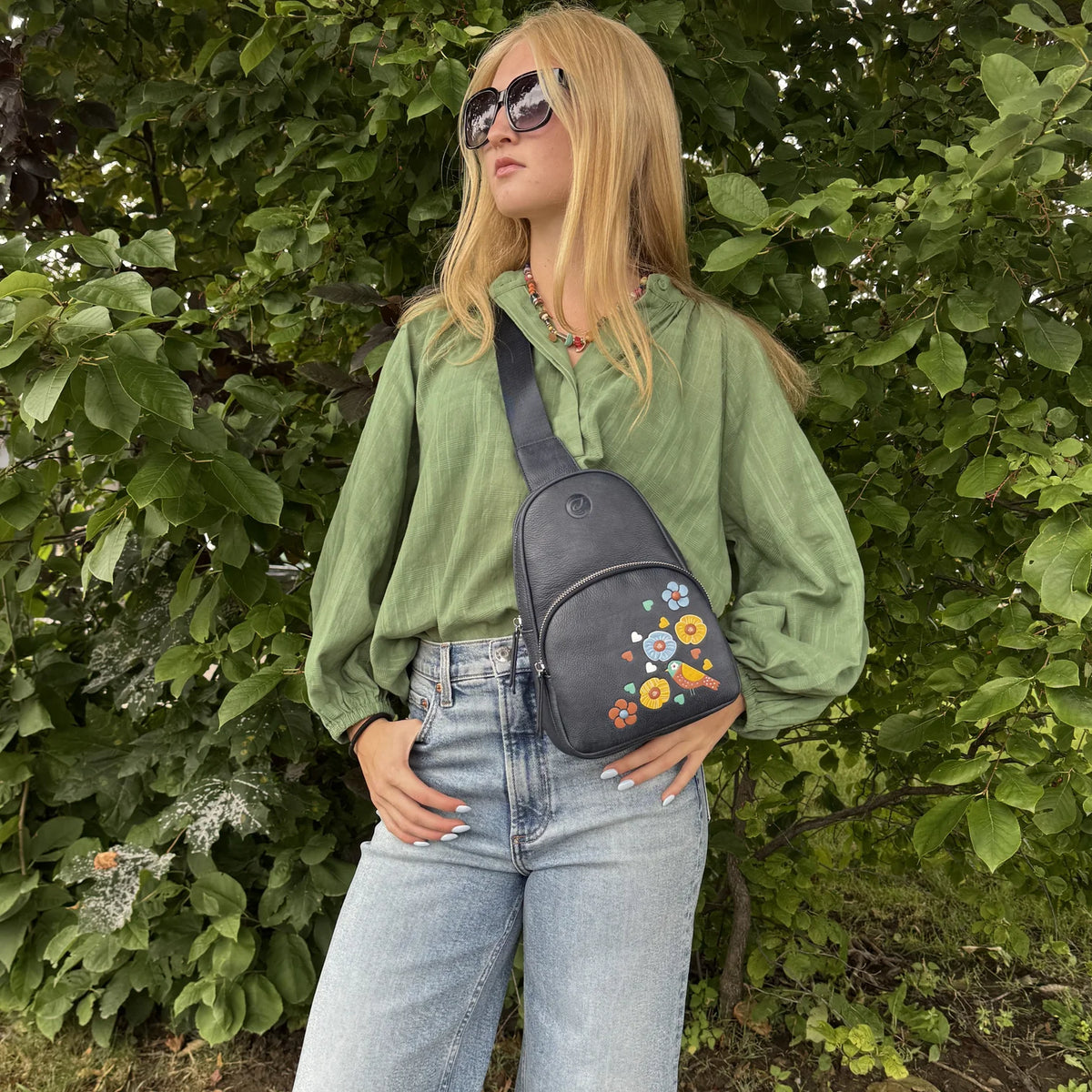 SAC BANDOULIÈRE CUIR VÉGANE TEXTURÉ JAY - ESPE