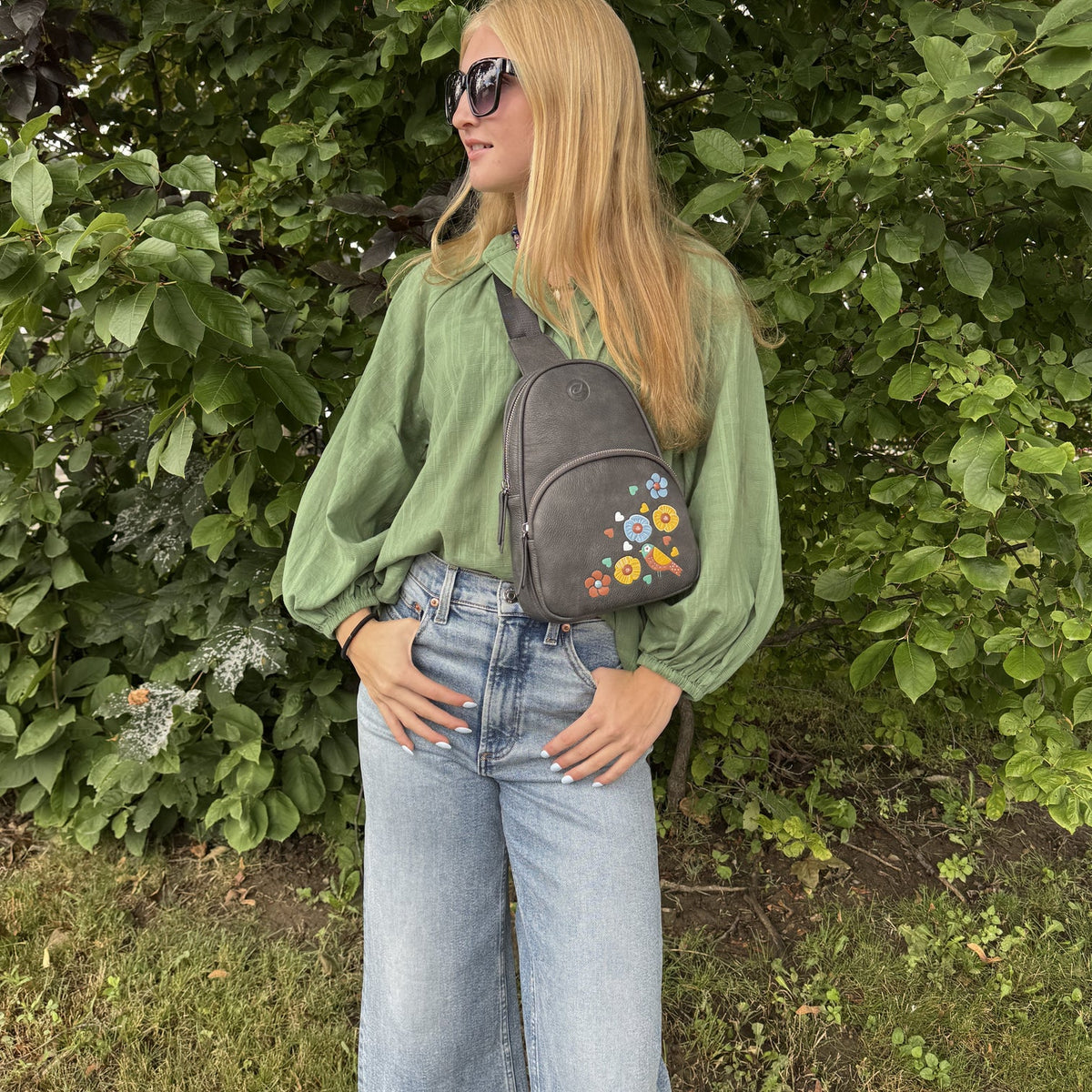 SAC BANDOULIÈRE CUIR VÉGANE TEXTURÉ JAY - ESPE