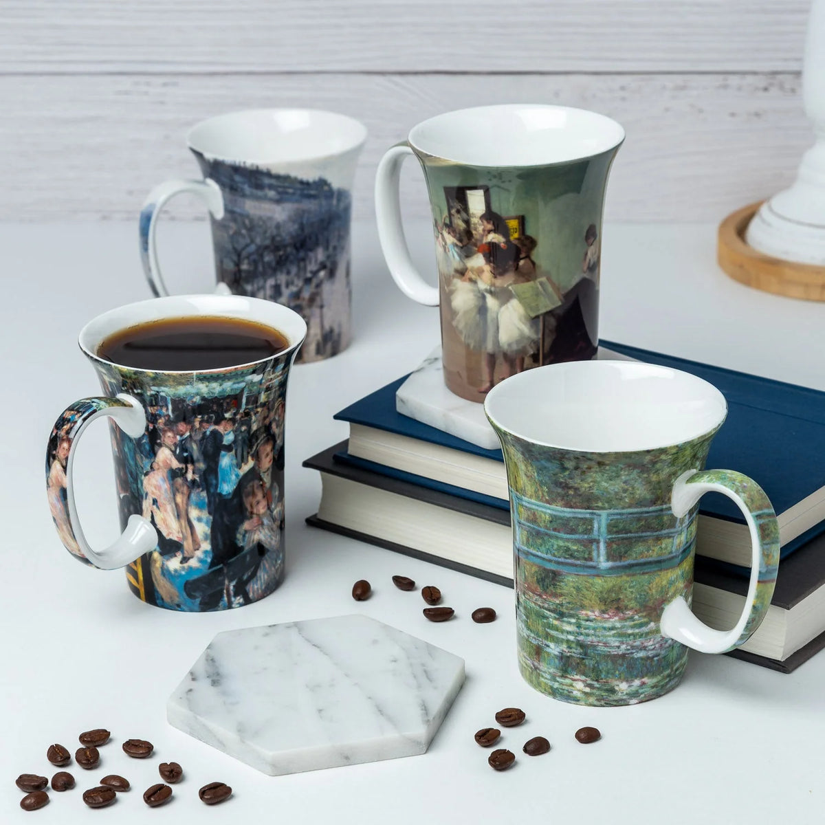 ENSEMBLE 4 TASSES IMPRESSIONNISTES