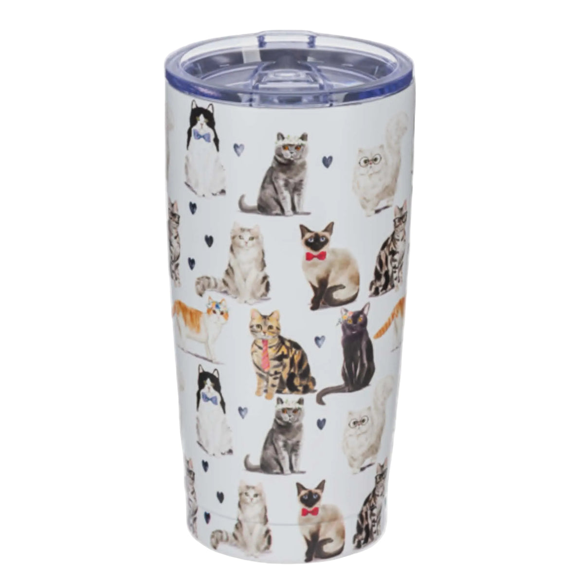 Verre isotherme en acier inoxydable avec motifs de chats adorables et couvercle pratique