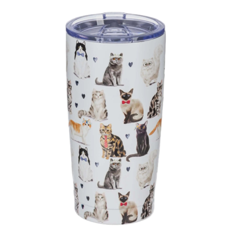 Verre isotherme en acier inoxydable avec motifs de chats adorables et couvercle pratique