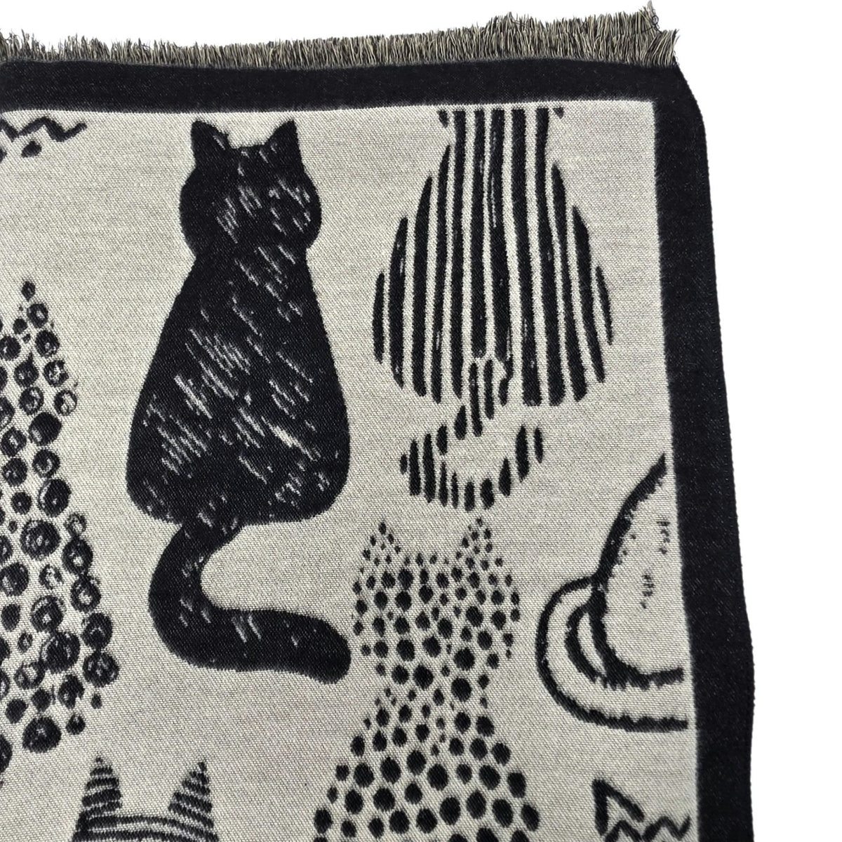 Foulard noir et beige à motifs de chats