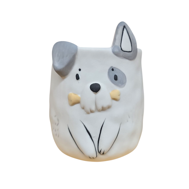 Joli cache-pot visage de chien en céramique – Décoratif, ludique et pratique