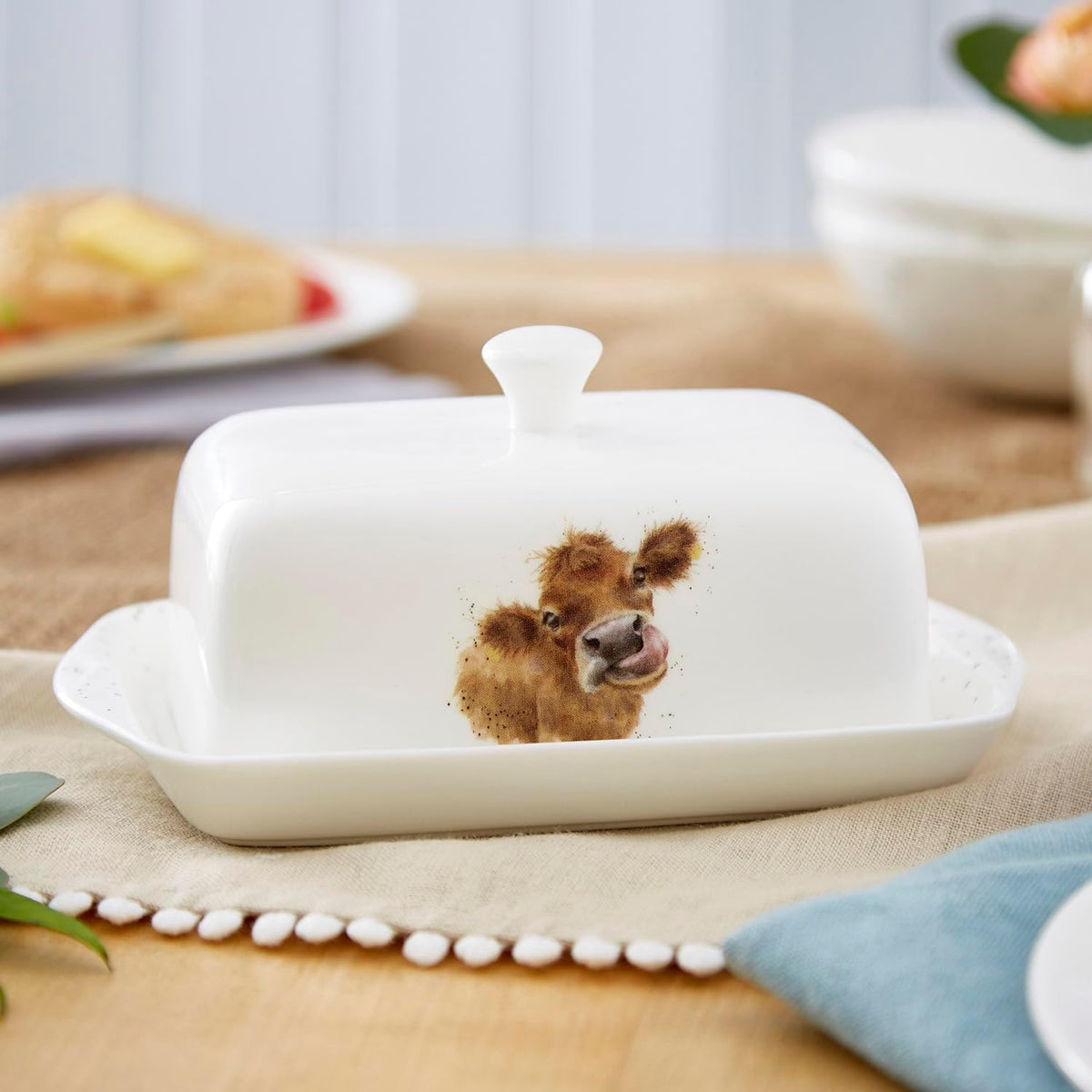 BEURRIER EN PORCELAINE FINE AVEC COUVERCLE - WRENDALE DESIGNS
