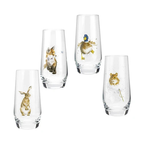 VERRES HI-BALL (LOT DE 4) MOTIFS CHAMPÊTRE - WRENDALE DESIGNS