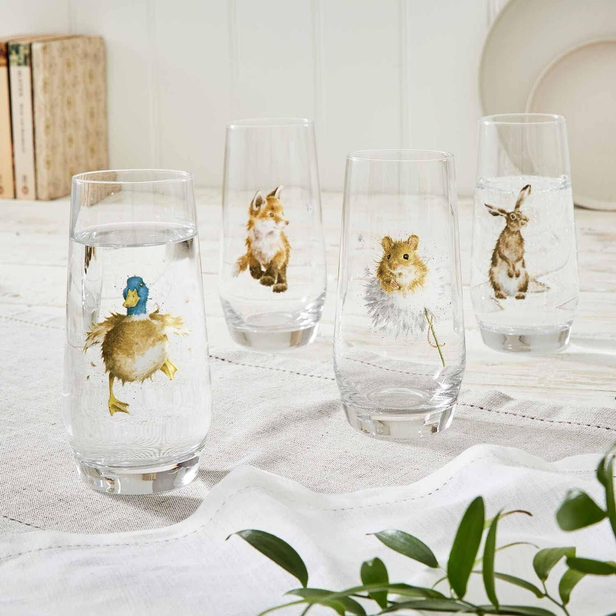 VERRES HI-BALL (LOT DE 4) MOTIFS CHAMPÊTRE - WRENDALE DESIGNS