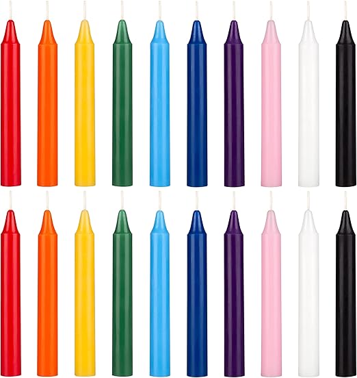 ENSEMBLE 20 MINI CHANDELLES COULEURS ASSORTIES - MEGA CANDLES