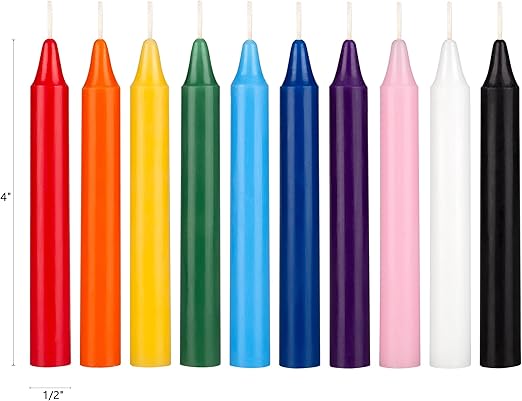 ENSEMBLE 20 MINI CHANDELLES COULEURS ASSORTIES - MEGA CANDLES