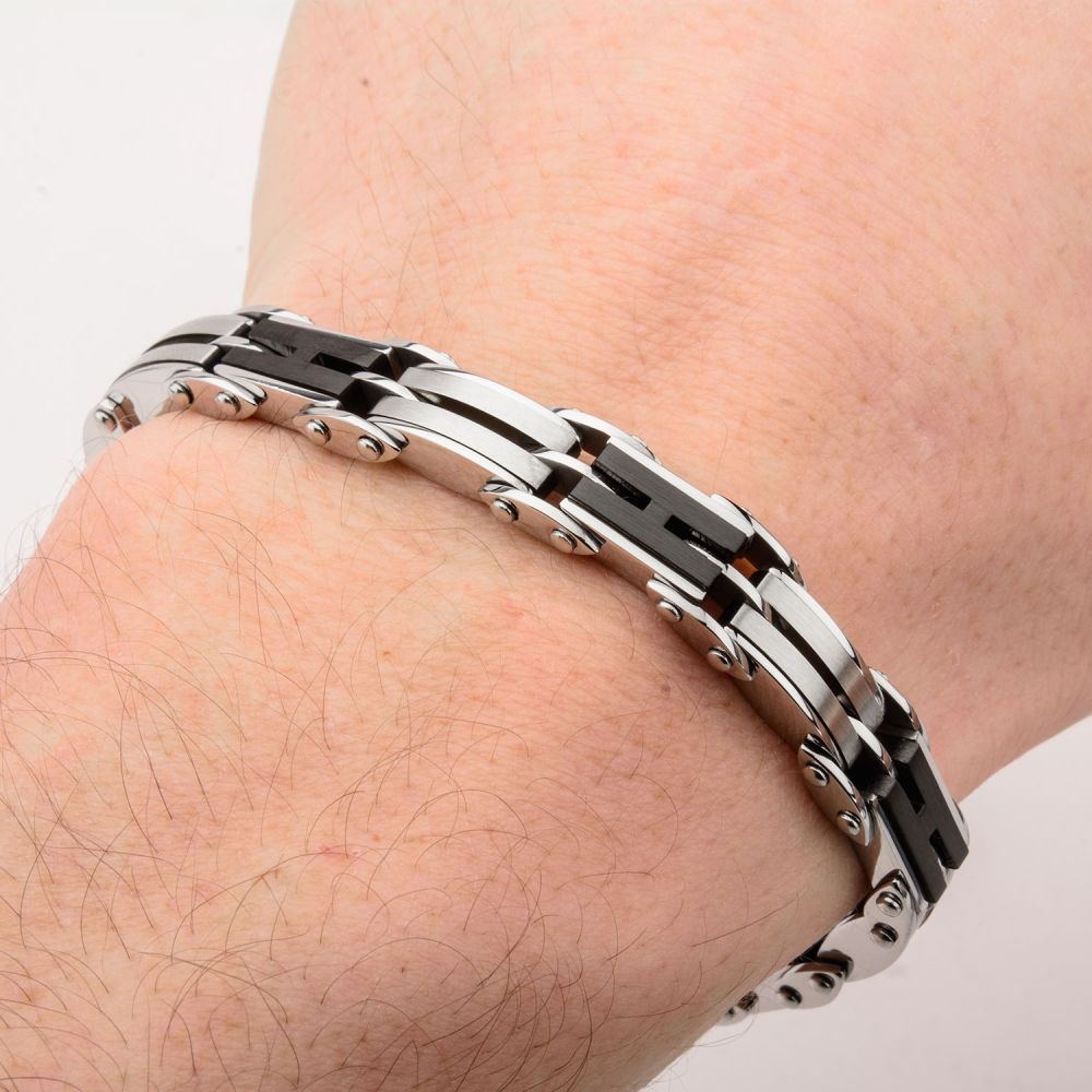 BRACELET REVERSIBLE EN ACIER IP NOIR - INOX CANADA