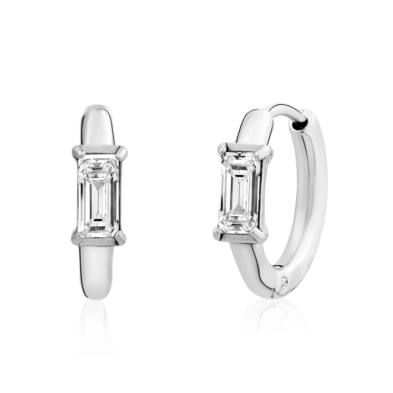 BOUCLES D'OREILLES AVEC PIERRE BAGUETTE SCINTILLANTE - A.R.Z. STEEL