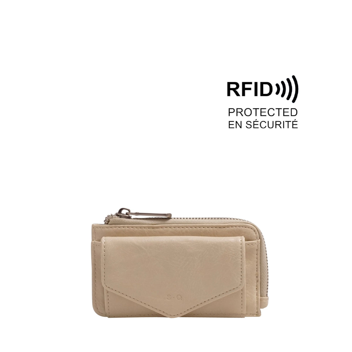 PORTEFEUILLE RFID EVELYN LAIT D'AMANDE (BEIGE) - S•Q
