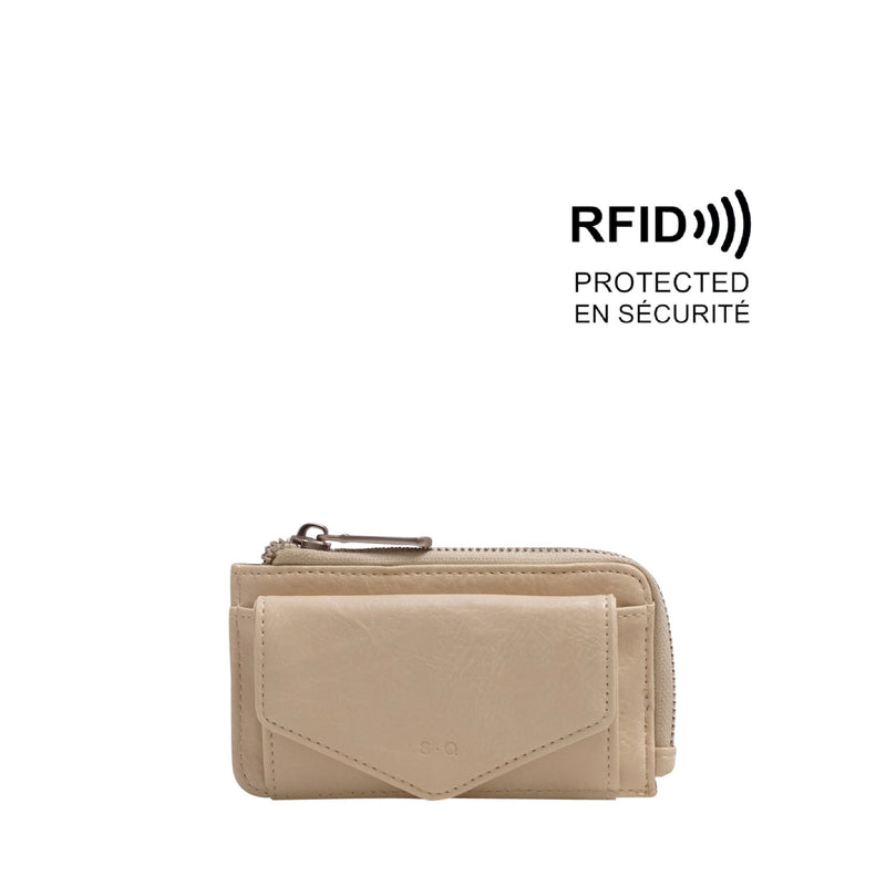 PORTEFEUILLE RFID EVELYN LAIT D'AMANDE (BEIGE) - S•Q