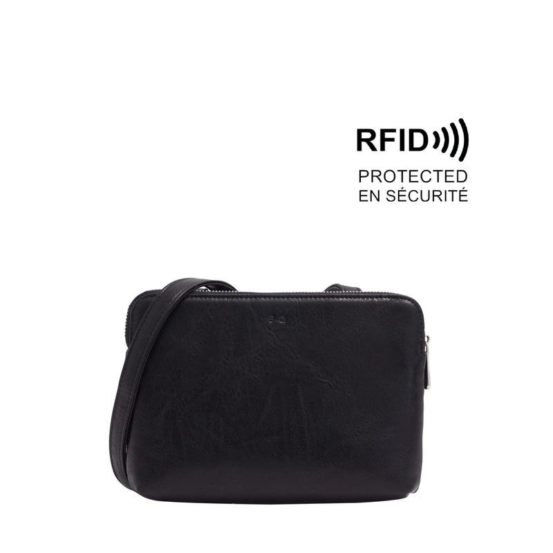 PORTEFEUILLE BANDOULIERE RFID ANYA NOIR - S•Q