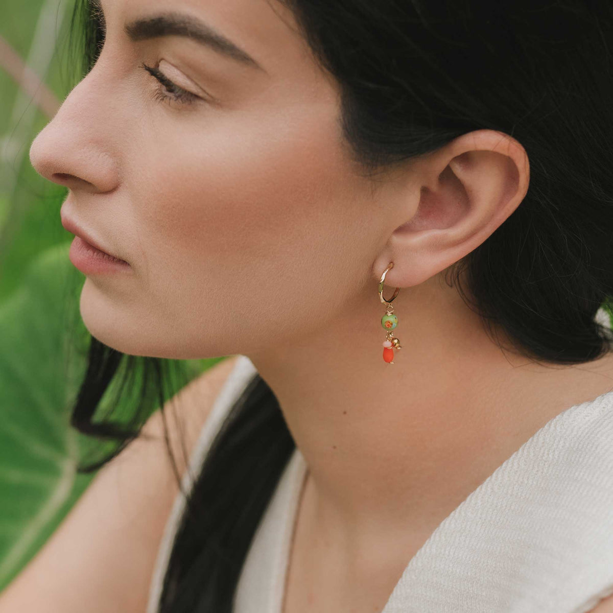 Boucles d’oreilles colorées avec perles millefiori et accents vintage orange - Bijoux Sandrine Devost