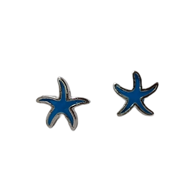 B.O. BALEINE BLEUE ET ETOILE DE MER BLEU ARGENT RE0346