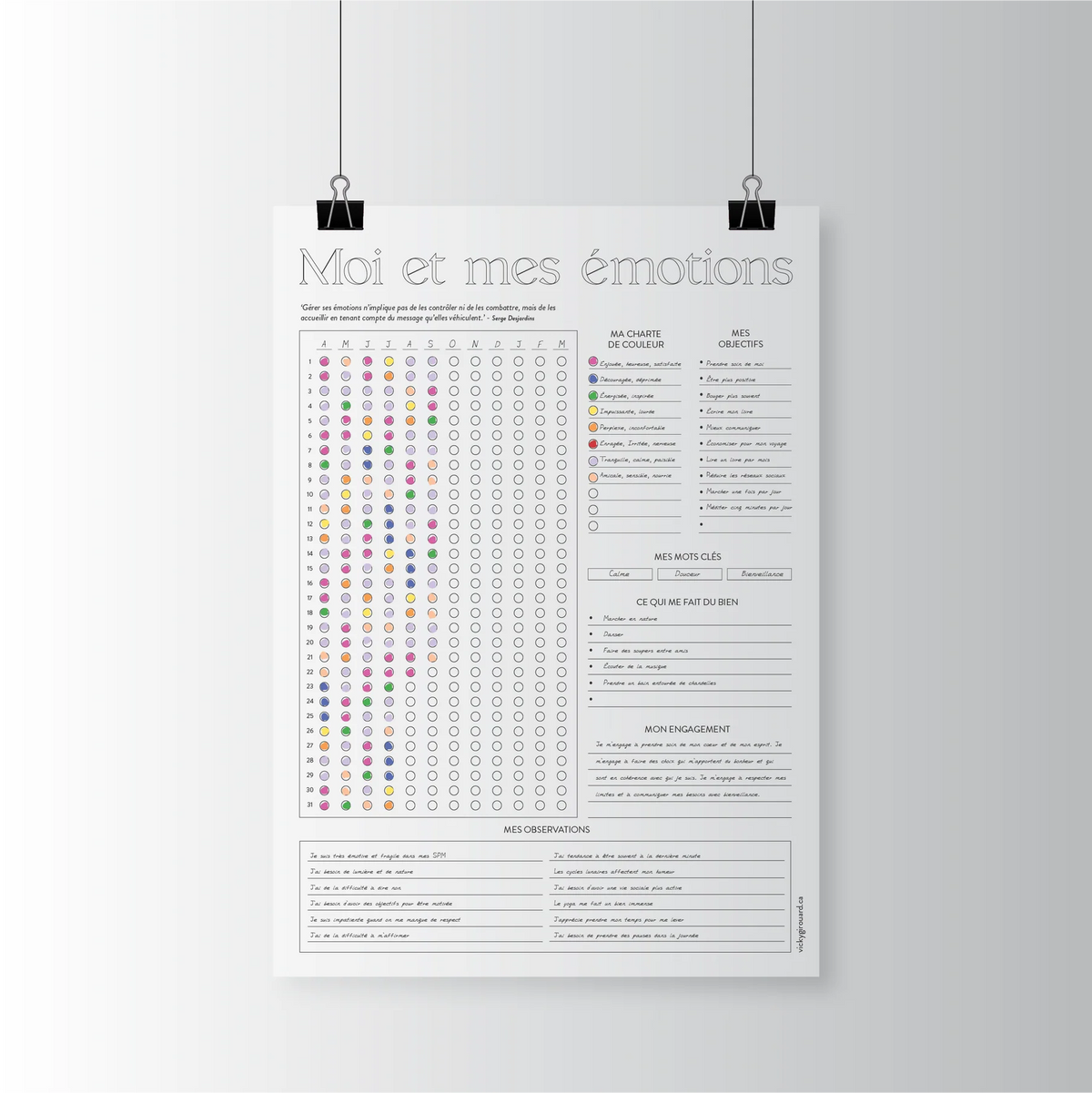 CALENDRIER MOI ET MES ÉMOTIONS